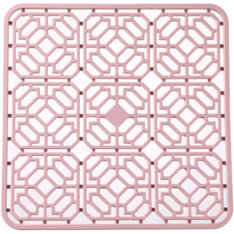 Tapis d'égouttoir en silicone, tapis d'évier en silicone, coussin d'isolation thermique en silicone pour comptoir de cuisine, rose