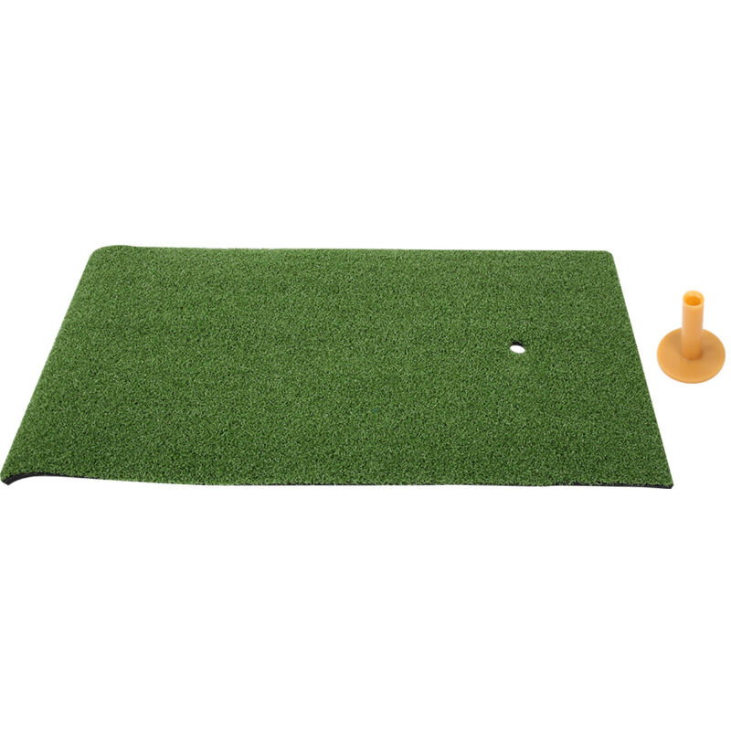 Tapis d'entraînement de golf intérieur/extérieur avec gazon synthétique et tee en caoutchouc pour swing.