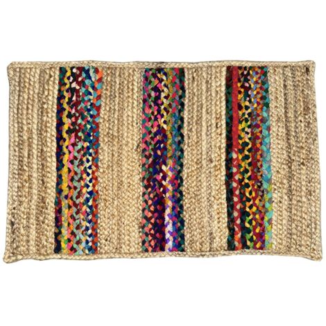 Tapis d'entrée 50x80cm en jute et coton, idéal pour décorer votre maison, textile de haute qualité pour un style moderne
