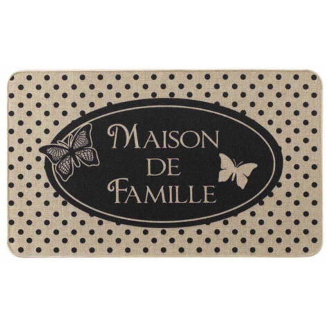 Tapis d'Entrée à Motifs "Maisonée" 45x75cm Naturel