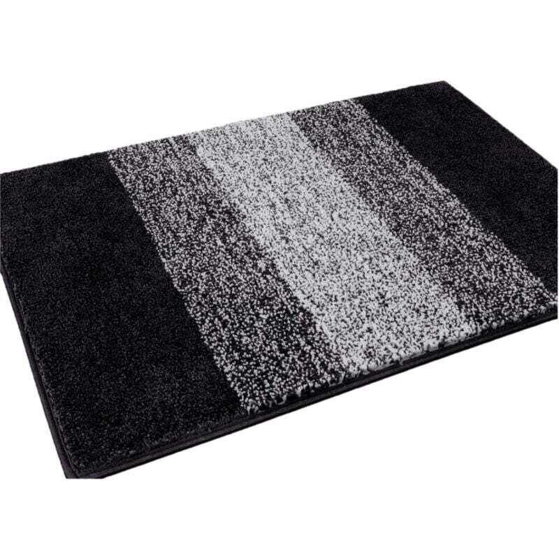 Tapis d'entrée antidérapant, absorbant, retenant la boue, tapis d'intérieur, tapis d'entrée lavable (90 x 60 cm, noir)