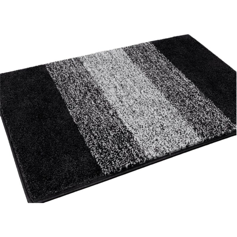Tapis d'entrée antidérapant, absorbant, retenant la boue, tapis d'intérieur, tapis d'entrée lavable (90 x 60 cm, noir)