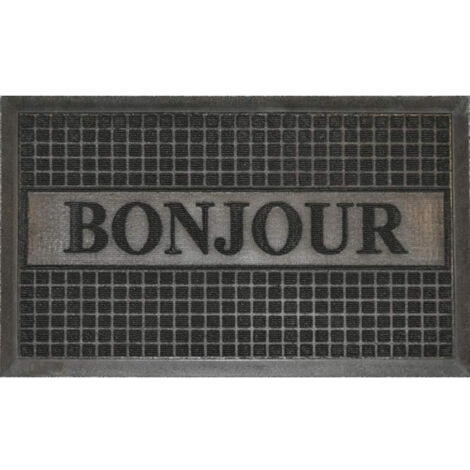 Tapis d'Entrée "Bonjour" 45x75cm Noir