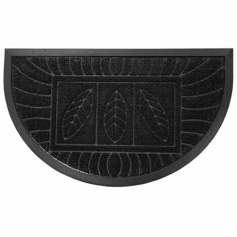 Tapis d'entrée demi-lune - 45 x 75 cm - Feuilles - Noir - Livraison gratuite