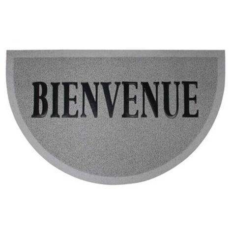 Tapis d'entrée demi-lune - 45 x 75 cm - Maison - Gris/Noir - Livraison gratuite