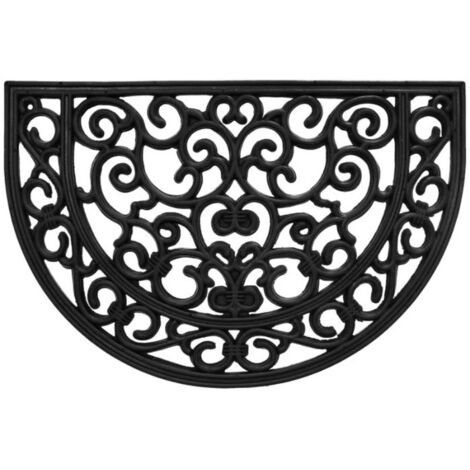 Tapis d'Entrée Demi-Lune Baroque "Odelin" 40x60cm Noir