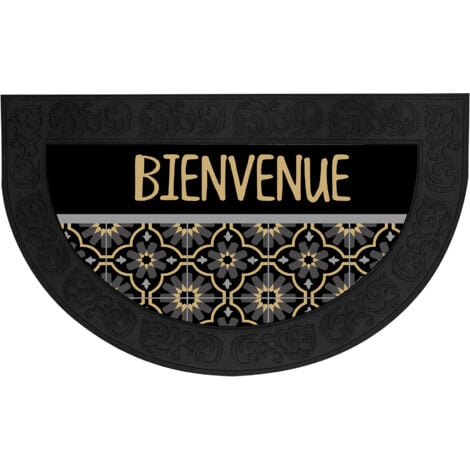 1001KDO Tapis d'entree demi lune bienvenue tomina