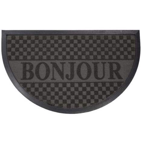 Tapis d'Entrée Demi-Lune "Bonjour" 45x75 cm Noir