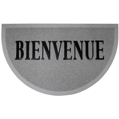 Tapis d'Entrée Demi-Lune "Maison" 45x75cm Gris & Noir