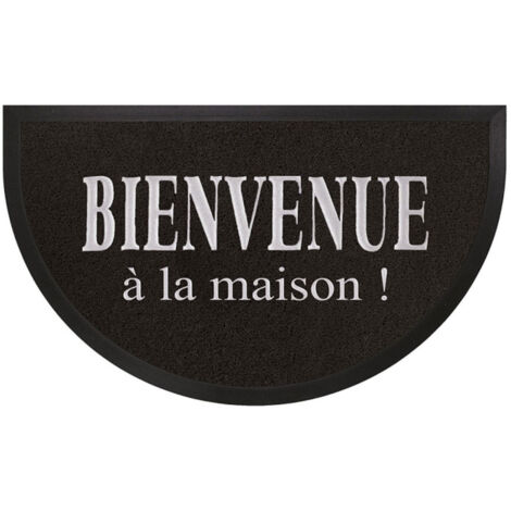 Tapis d'Entrée Demi-Lune "Maison" 45x75cm Noir & Gris