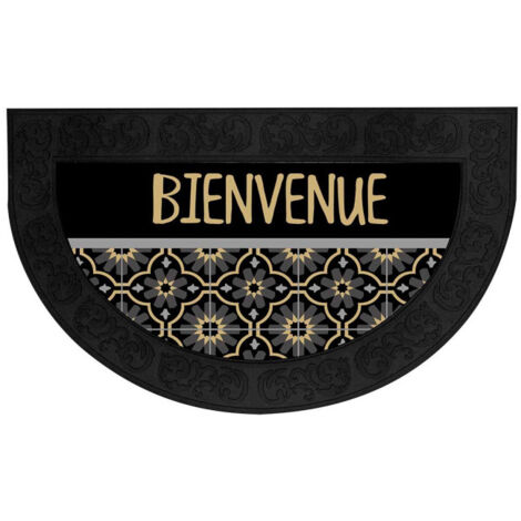 Tapis d'Entrée Demi-Lune "Tomina" 45x75cm Noir & Or