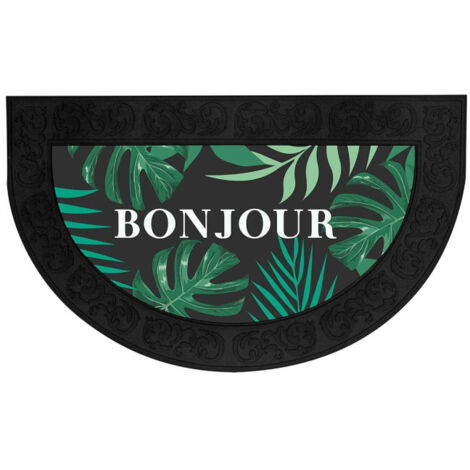 Tapis d'Entrée Demi-Lune "Vesta" 45x75cm Noir & Vert
