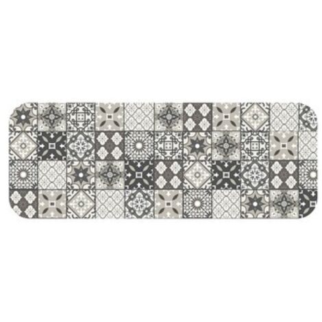 Tapis d'entrée d'intérieur rectangle Flanelle imprimé mosaïque "Gaston"- Multicolore - 45 x 120 cm - Livraison gratuite