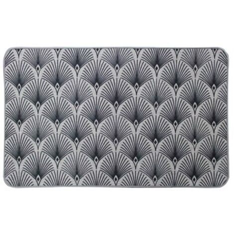 Tapis d'entrée d'intérieur rectangle tissé imprimé éventail "Casella" - noir/gris - 45 x 75 cm - Livraison gratuite