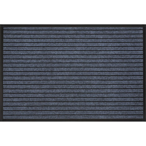 Tapis D'Entrée En Caoutchouc - Motif Relief Haut-Bas - Noir Gris - 60 X 90 Cm - 1 Pièce