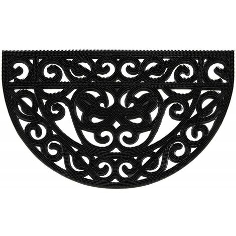 Tapis d'entrée en caoutchouc noir en forme de demi-lune, 45x75 cm, Ladydoc 04069