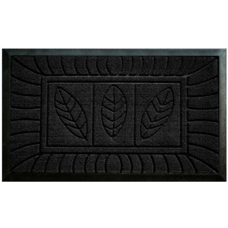 Tapis d'Entrée "Feuilles" 45x75cm Noir