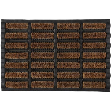 Tapis d'Entrée Grattoir Coco et Caoutchouc 40x60cm, Idéal pour Nettoyer les Chaussures, Résistant