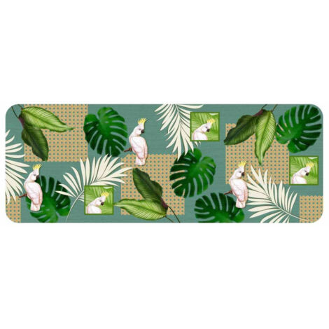Tapis d'Entrée Imprimé "Cacatoes" 45x120cm Vert