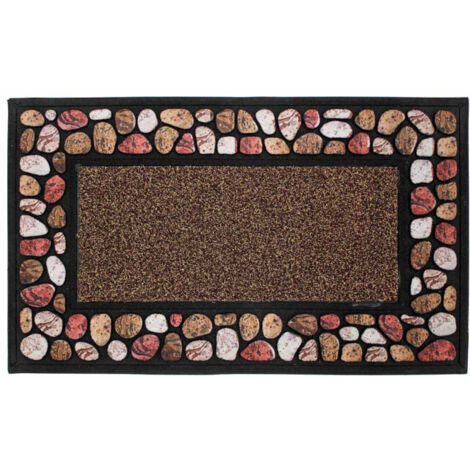 Tapis d'Entrée Imprimé "Cailloux" 45x75cm Naturel