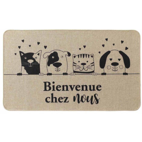 Tapis d'Entrée Imprimé "Zamis" 45x75cm Naturel