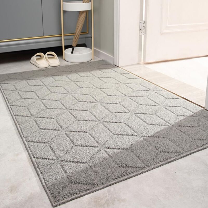 Tapis d'entrée intérieur gris 50x80 cm, antidérapant et lavable, parfait pour porte, cuisine, chambre et couloir
