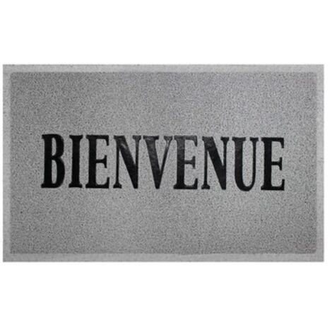 Ac-Deco – Tapis d'entrée rectangle 40 x 75 cm – Antidérapant en PVC – Couleur gris et noir – Pour intérieur et extérieur