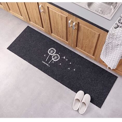 Tapis d'entrée VIPITH antidérapant - Choix de motifs (pissenlit) - Pour intérieur - Noir - 40 x 120 cm