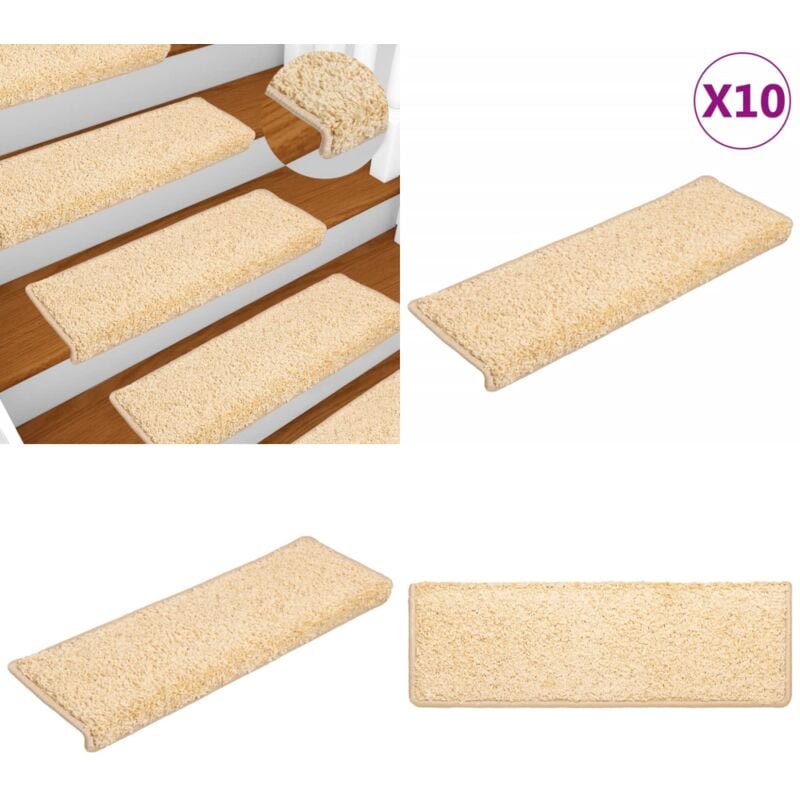 Vidaxl - Tapis d'escalier 10 pcs 65x21x4 cm Marron - Tapis D'escalier - Tapis Marche - Protection Escalier - Moquette Escalier - Tapis Antidérapant