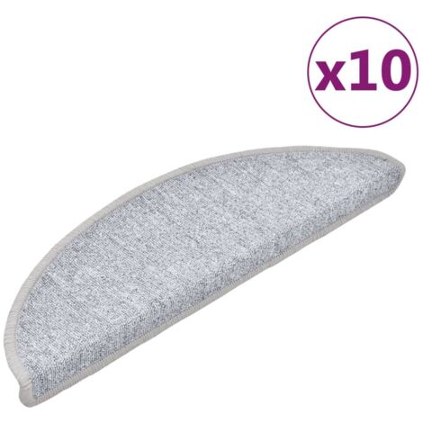 Tapis d'escalier 10 pcs,Marches d'escalier 56 x 17 x 3 cm Gris clair Demi-rond CFW125803