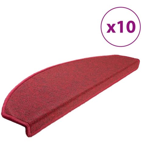 Tapis d'escalier 10 pcs，Marches d'escalier 65 x 24 x 4 cm Bordeaux Demi-rond Grand CFW535037
