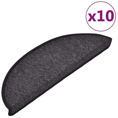 Tapis d'escalier 10 pièces 56 x 17 x 3 cm Anthracite Demi-rond