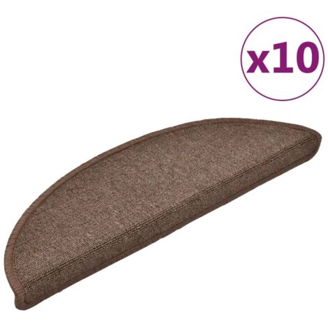 Tapis d'escalier 10 pièces 56 x 17 x 3 cm marron café demi-rond