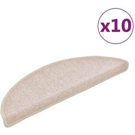 Tapis d'escalier 10 pièces 56 x 17 x 3 cm Taupe Demi-rond