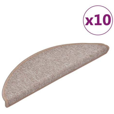 Tapis d'escalier 10 pièces 56x17x3 cm Marron clair Demi-rond
