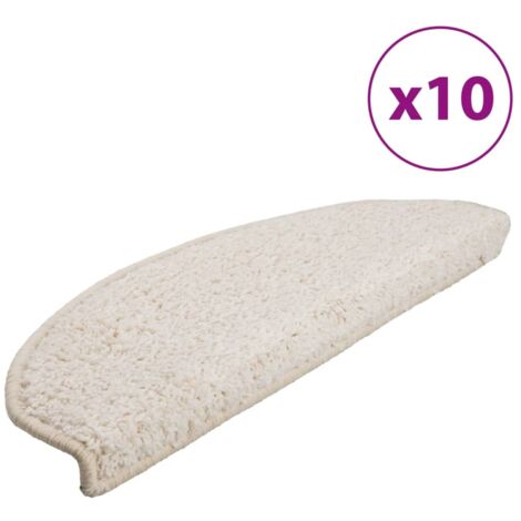 Tapis d'escalier 10 pièces 65 x 21 x 4 cm Blanc Demi-rond Grand