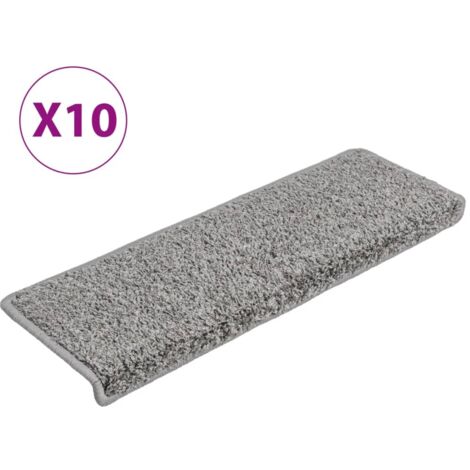 Tapis d'escalier 10 pièces 65 x 21 x 4 cm Gris Bord rectangulaire