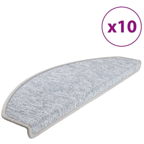 Tapis d'escalier 10 pièces 65 x 24 x 4 cm Gris clair Demi-rond Grand