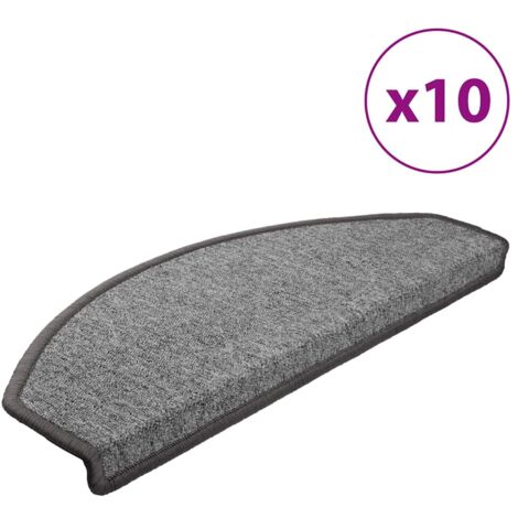 Tapis d'escalier 10 pièces 65 x 24 x 4 cm Gris foncé Demi-rond Grand