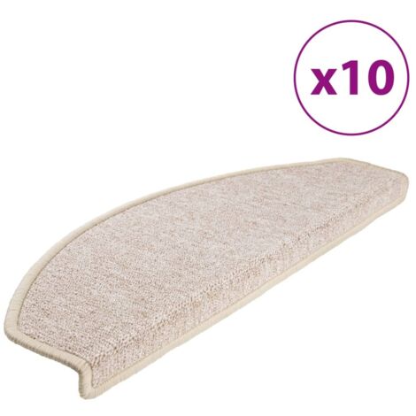 Tapis d'escalier 10 pièces 65 x 24 x 4 cm Taupe Demi-rond Grand