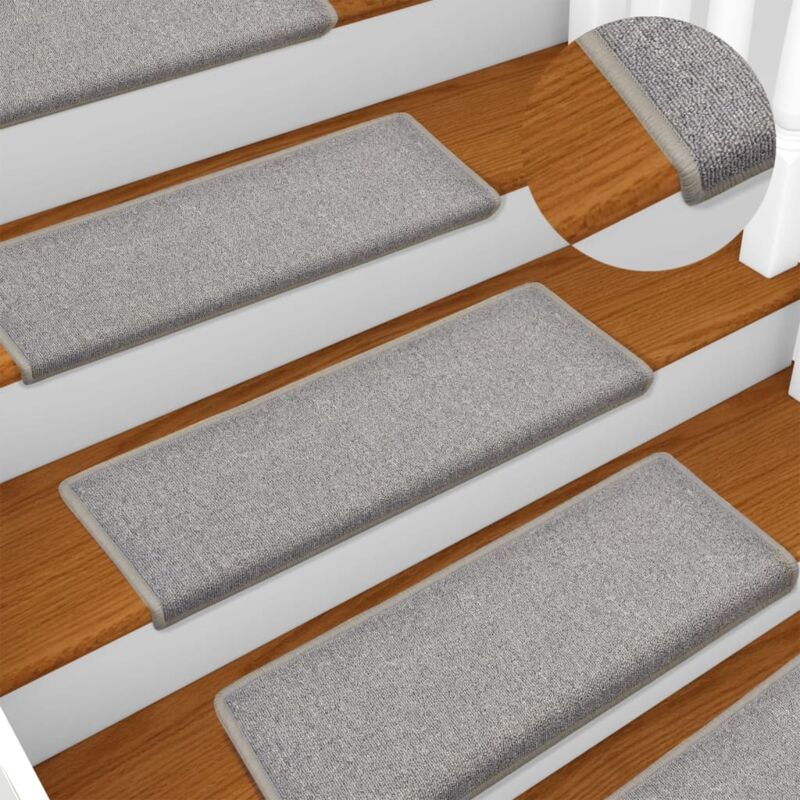 VidaXL - Tapis d'escalier 15 pcs polypropylène, One Size, Gris