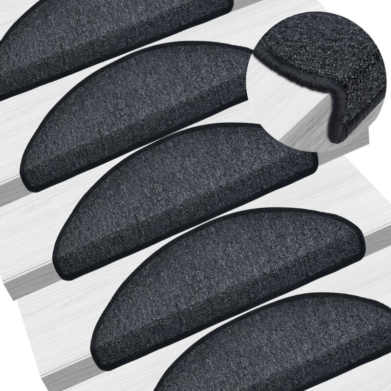 asupermall - tapis d'escalier 15 pcs anthracite 65x24x4 cm