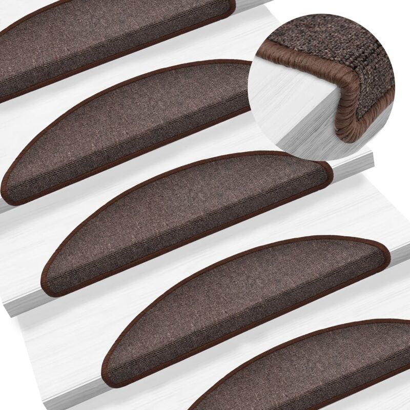 tapis d'escalier 15 pcs marron cafe 56 x 17 3 cm