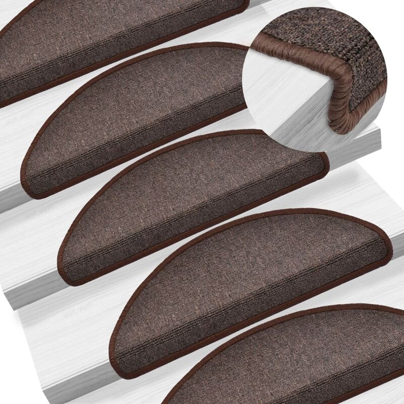 tapis d'escalier 15 pcs marron cafe 65 x 24 4 cm