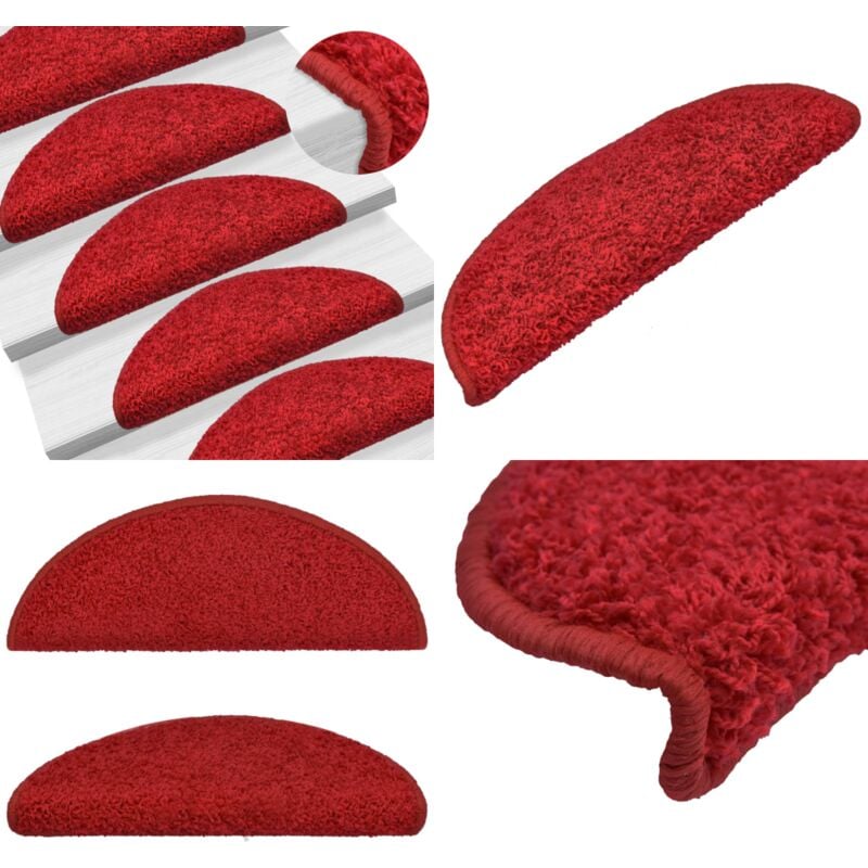 Vidaxl - Tapis d'escalier 15 pcs rouge 65x21x4 cm - Tapis D'escalier - Tapis Marche - Protection Escalier - Tapis Antidérapant - Tapis Décoratif