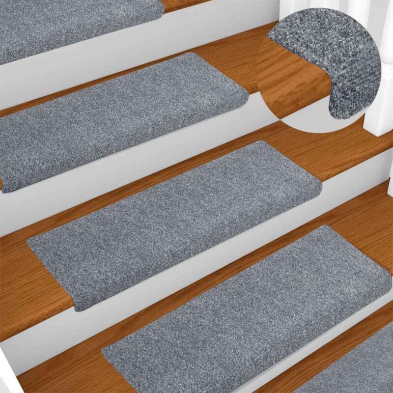 Vidaxl - Tapis de marches d'escalier 10 pcs Gris 65x21x4 cm Aiguilleté