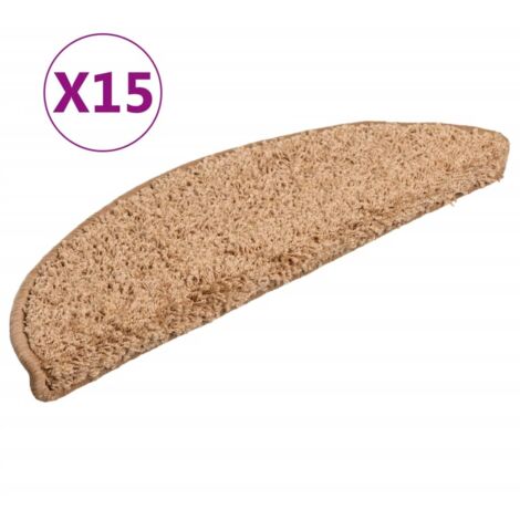 Tapis d'escalier 15 pcs，Marches d'escalier 56 x 17 x 3 cm Beige Demi-rond CFW189651