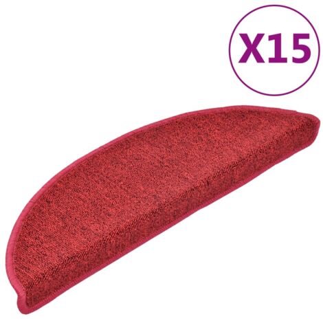 Tapis d'escalier 15 pcs，Marches d'escalier 56 x 17 x 3 cm Bordeaux Demi-rond CFW770375