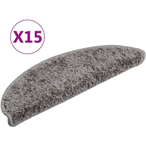 Tapis d'escalier 15 pcs，Marches d'escalier 56 x 17 x 3 cm Gris Demi-rond CFW100148