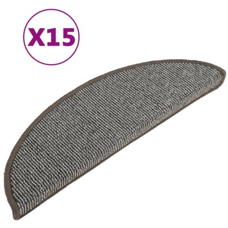 Tapis d'escalier 15 pcs，Marches d'escalier 56 x 17 x 3 cm Gris Demi-rond CFW229234